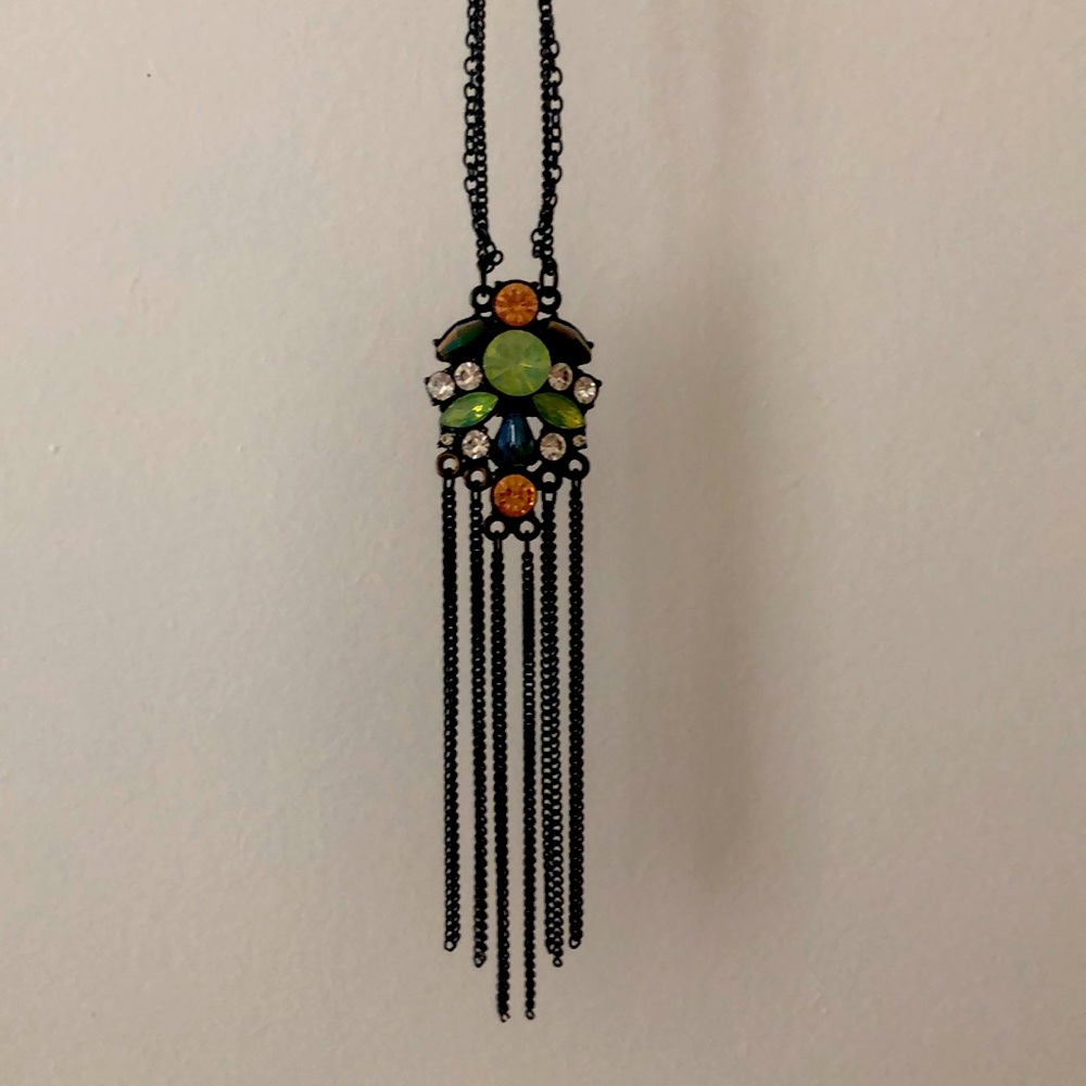 LC black and multi colored stone necklace